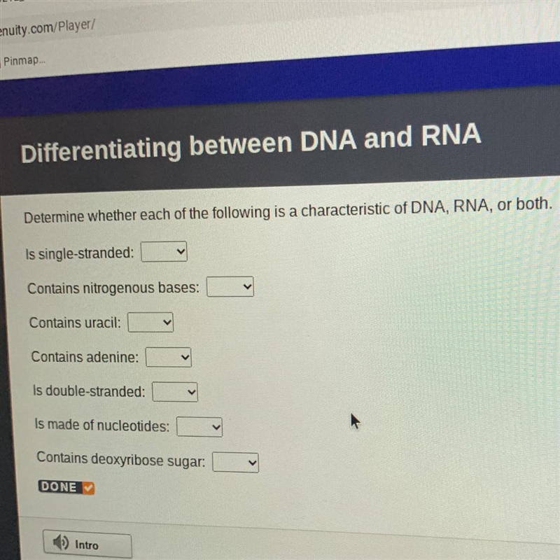 Determine whether each of the following is a characteristic of DNA, RNA or BOTH-example-1