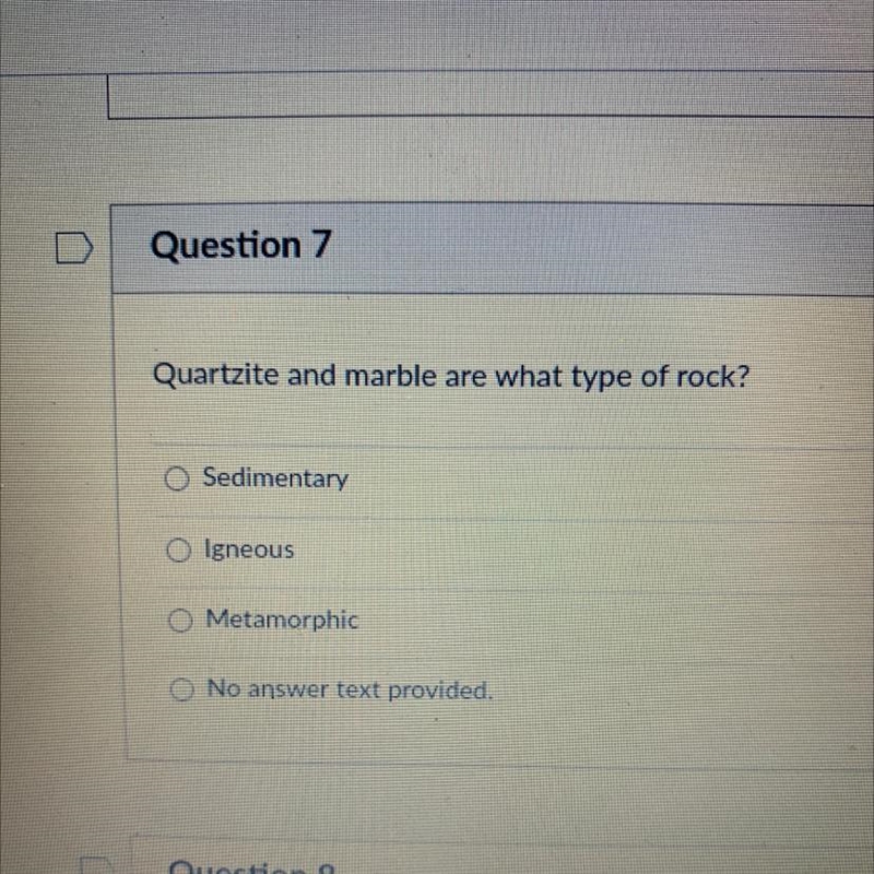 Quartile and marble are what type of rock?-example-1