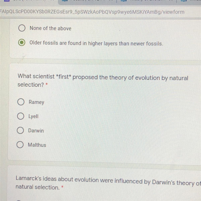 What scientist proposed the theory of evolution by natural selection? Ramey Lyell-example-1