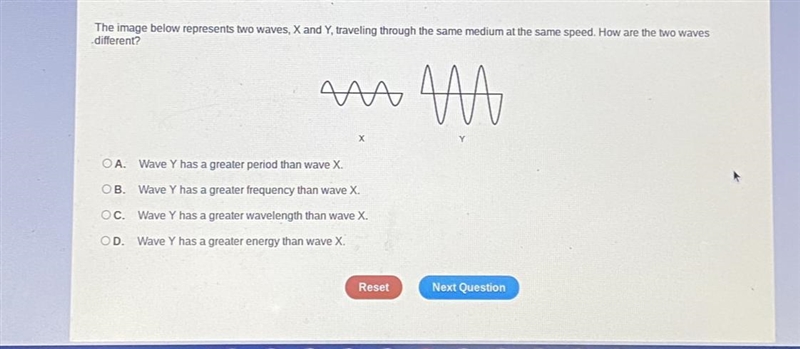 The image below represents two waves X and Y, traveling to the same medium at the-example-1