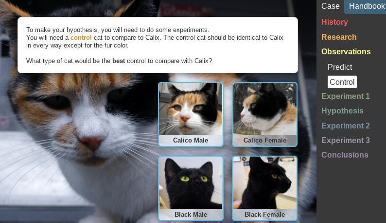 What type of cat would be the best control to compare with Calix?-example-1