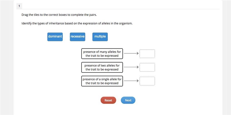 I need help!! Identify the types of inheritance based on the expression of alleles-example-1