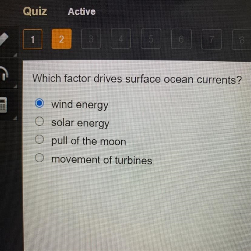 What factor drives surface ocean currents￼-example-1