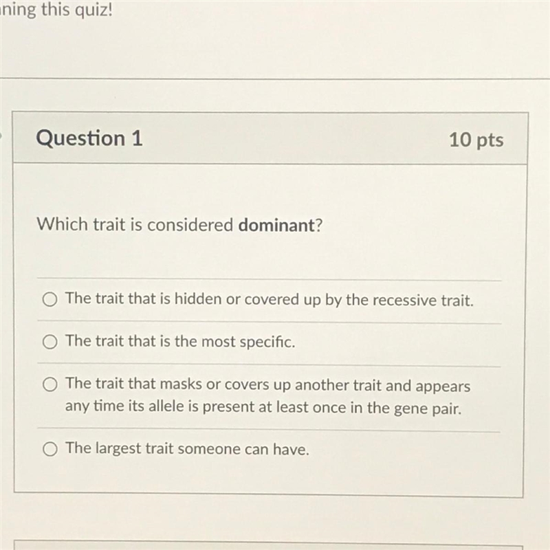 Which trait is considered dominant? HURRYYYY PLEASEEEEEE FASTTTT which trait is considered-example-1