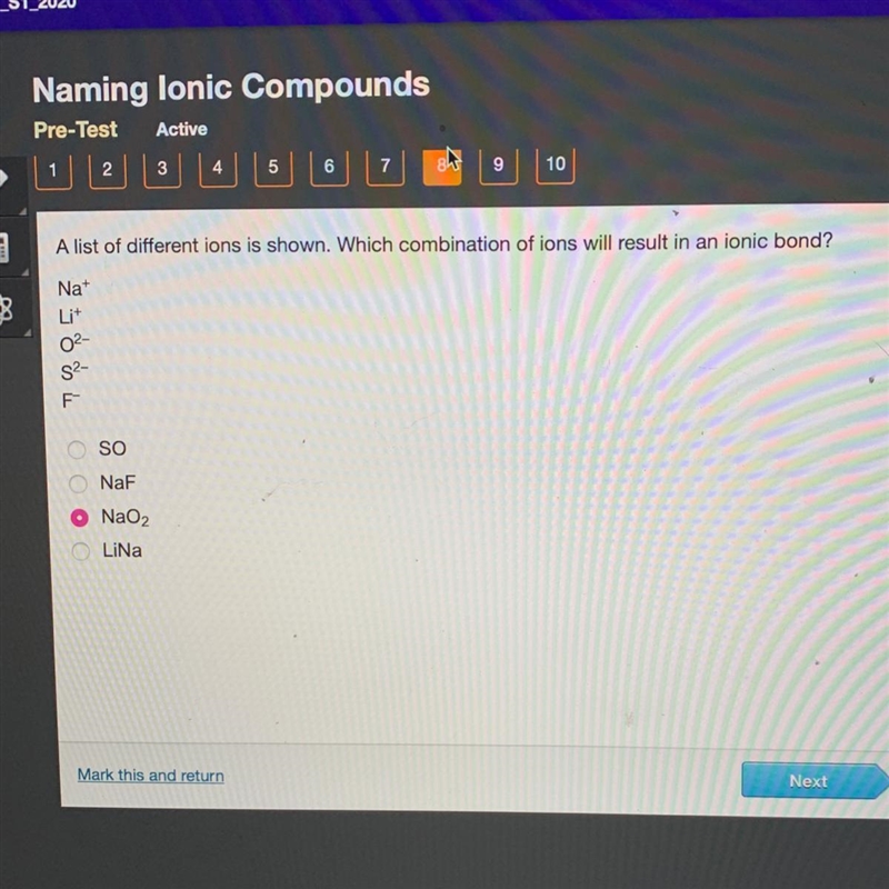 A list of different ions is shown. Which combination of ions will result in an ionic-example-1