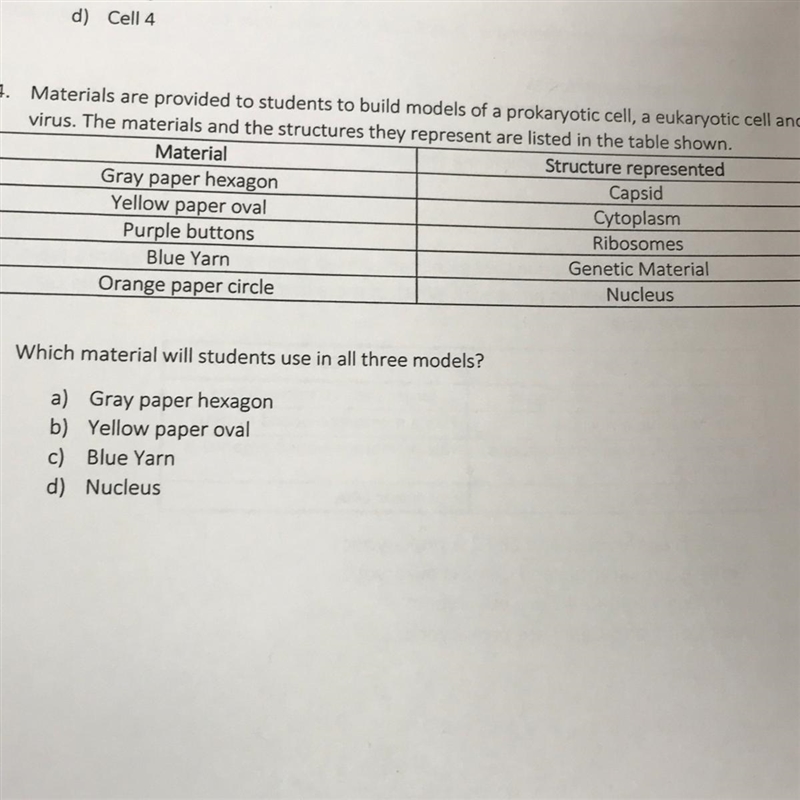 Which material will students use in all three models?-example-1