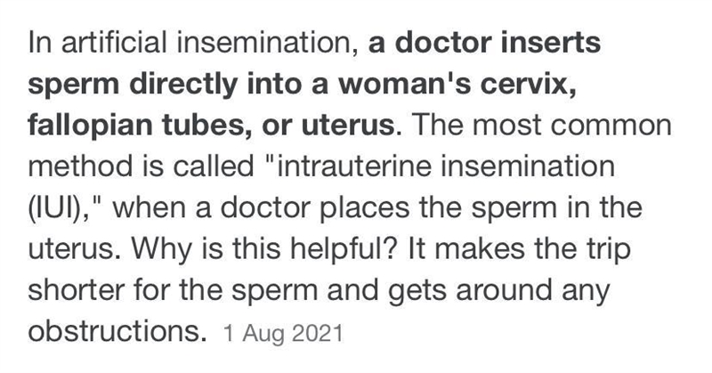 Explain how artificial insemination is carried out. ​-example-1