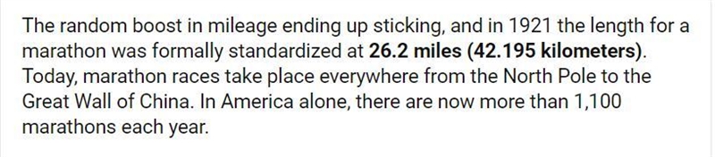 What are the 4 most common lengths of long distance races? Question 1 options: 1 mile-example-1