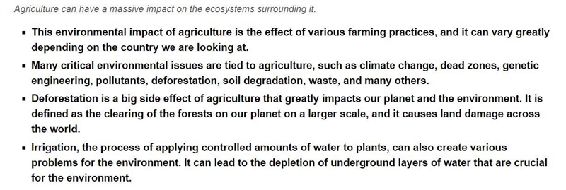 Effect of agriculture on ecosystem​-example-1