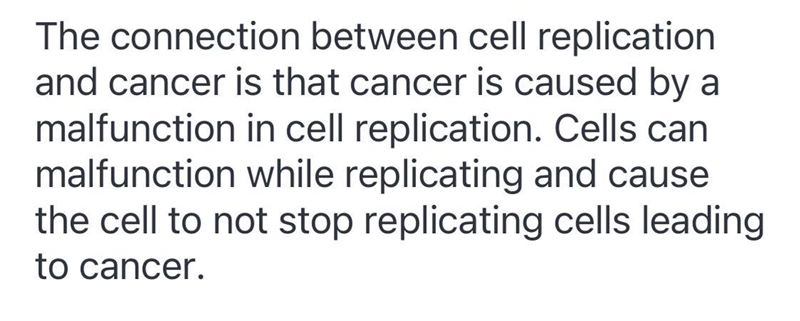 What is the connection between cancer and cell replication (explained in 1 paragraph-example-1