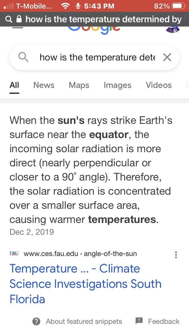 How is the temperature of a location determined by energy from the sun and the location-example-1