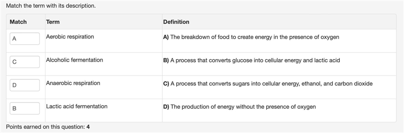 Aerobic respiration A) The breakdown of food to create energy in the presence of oxygen-example-1