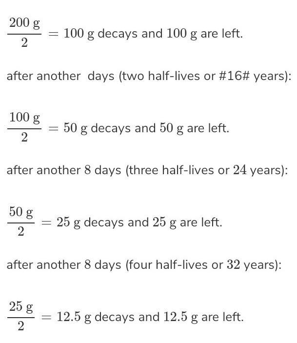 PLEASE HELP!!! Iodine 131 has a half-life of about 8 days. How long will it take for-example-1