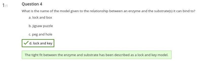 What is the name of the model given to the relationship between an enzyme and the-example-1