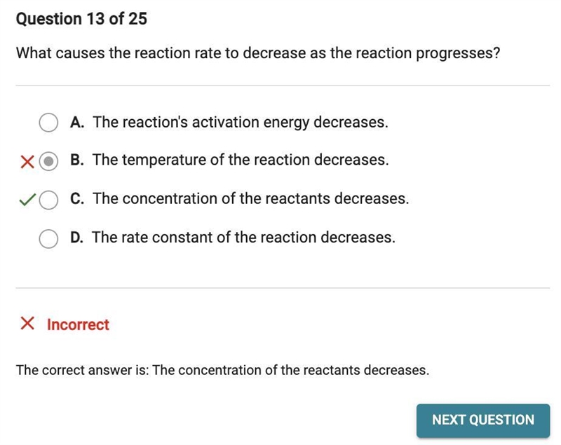 What causes the reaction rate to decrease as the reaction progresses?​-example-1