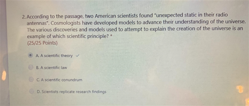 2. According to the passage, two American scientists found "unexpected static-example-1