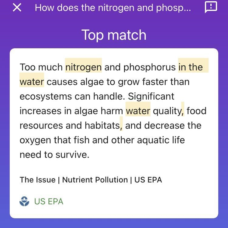 How does the nitrogen and phosphorous in agricultural runoff affect organisms in coastal-example-1