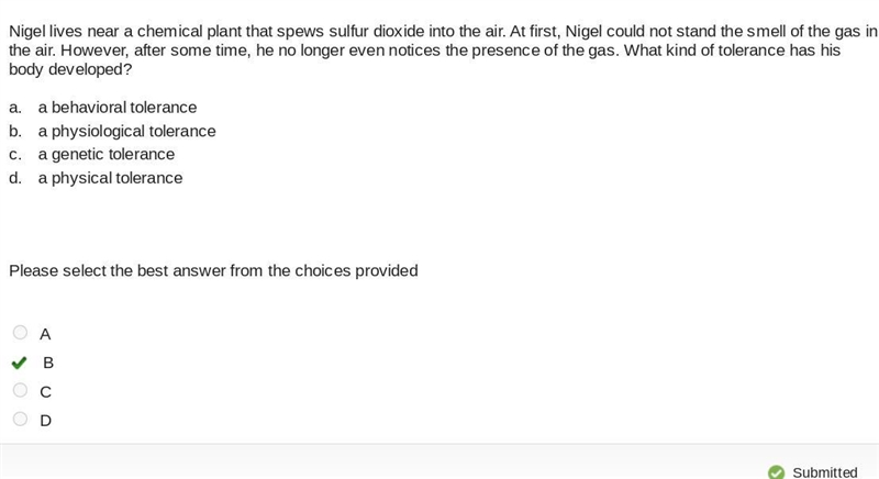 Nigel lives near a chemical plant that spews sulfur dioxide into the air. At first-example-1