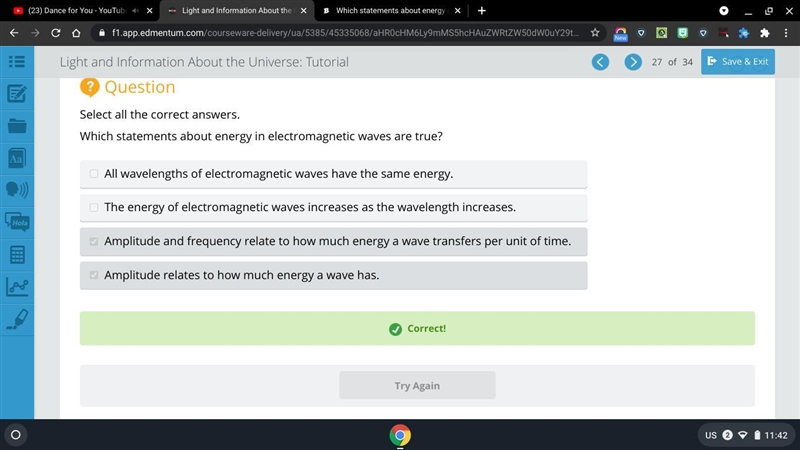 Which statements about energy in electromagnetic waves are true? All wavelengths of-example-1