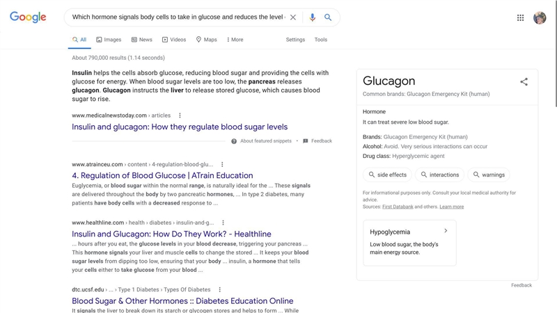 Which hormone signals body cells to take in glucose and reduces the level of sugar-example-1