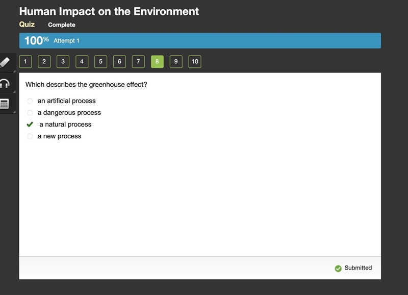 Which describes the greenhouse effect? an artificial process a dangerous process a-example-1