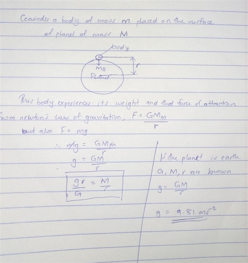 Q-9 What is Acceleration due to Gravity? Explain formula of relation between g &amp-example-1