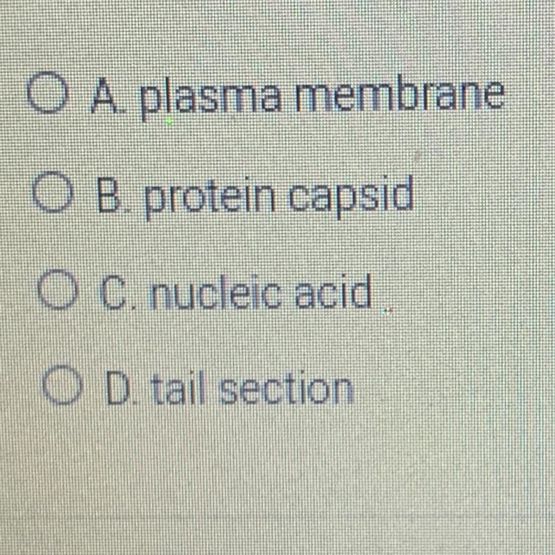 Which of the following is not a component of a virus-example-1