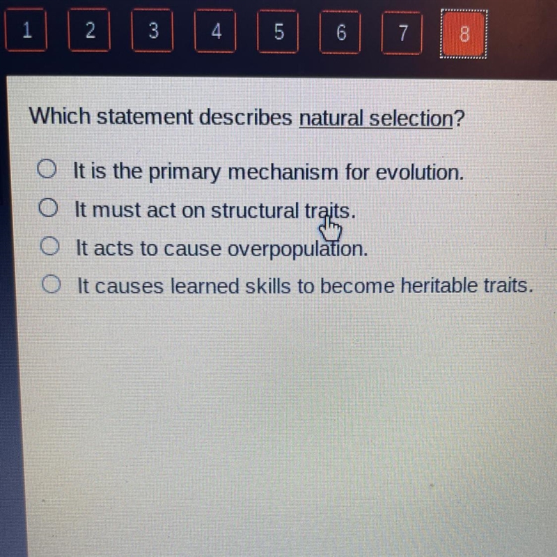 Which statement describes natural selection?-example-1