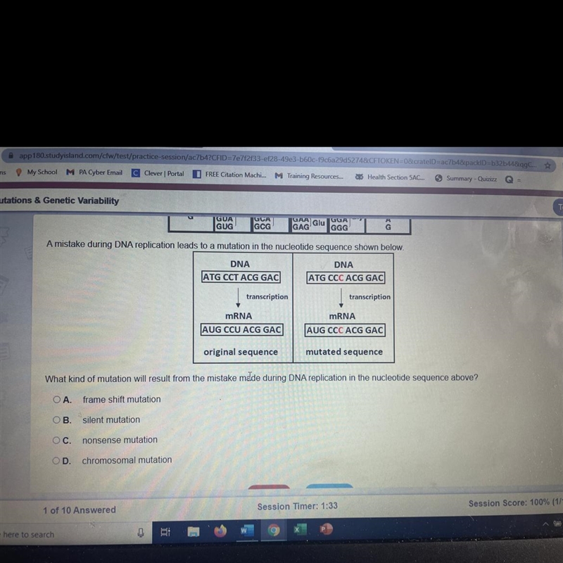 What kind of mutation will result from the mistake made during DNA replication in-example-1