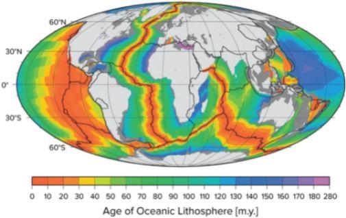 As the distance from a mid-ocean ridge increases, the age of the sediments. A. Decreases-example-1