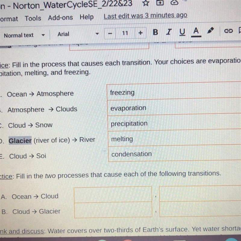 5. Practice: Fill in the two processes that cause each of the following transitions-example-1