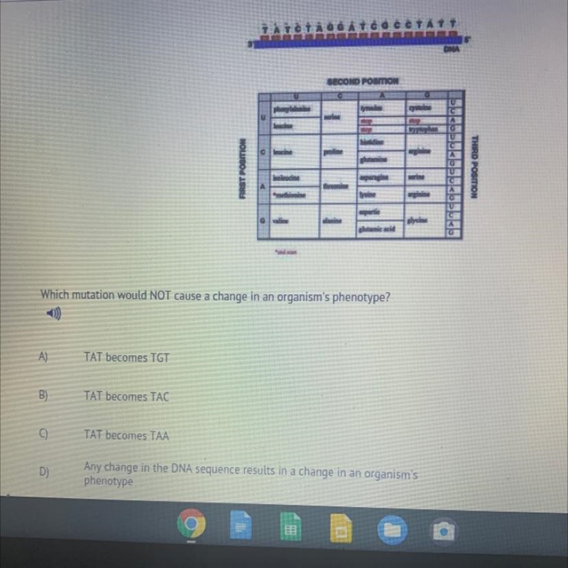 Which mutation would NOT cause a change in an organism's phenotype?-example-1