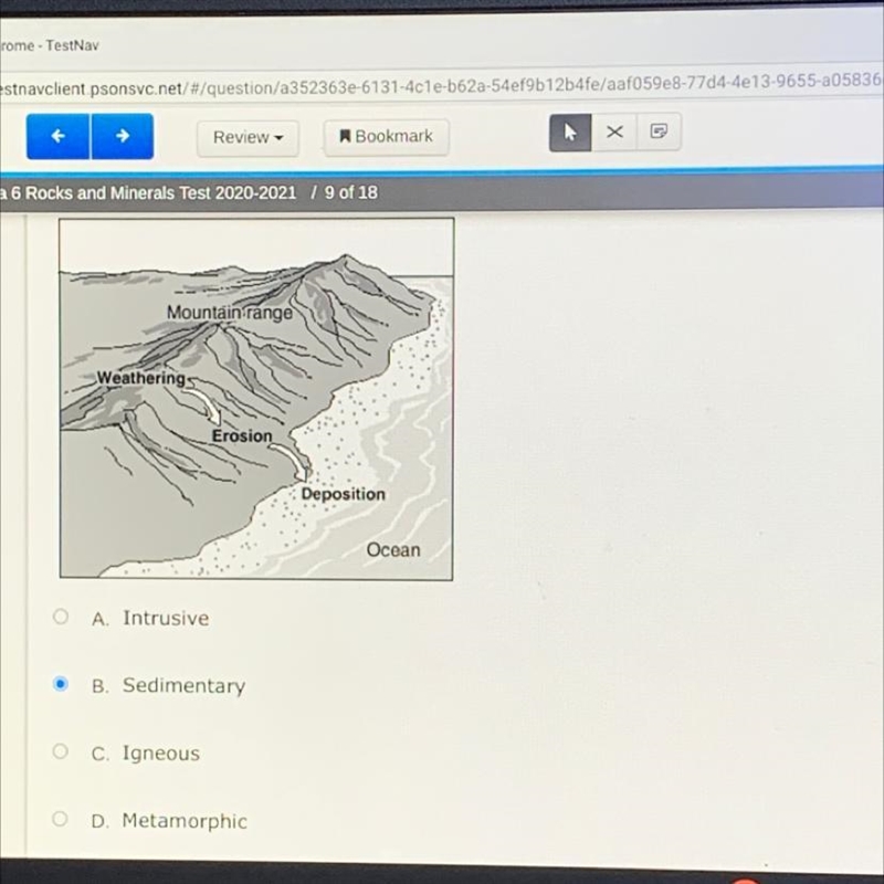 Which kind of rock would most likely form from the process shown in the picture? HELPPP-example-1