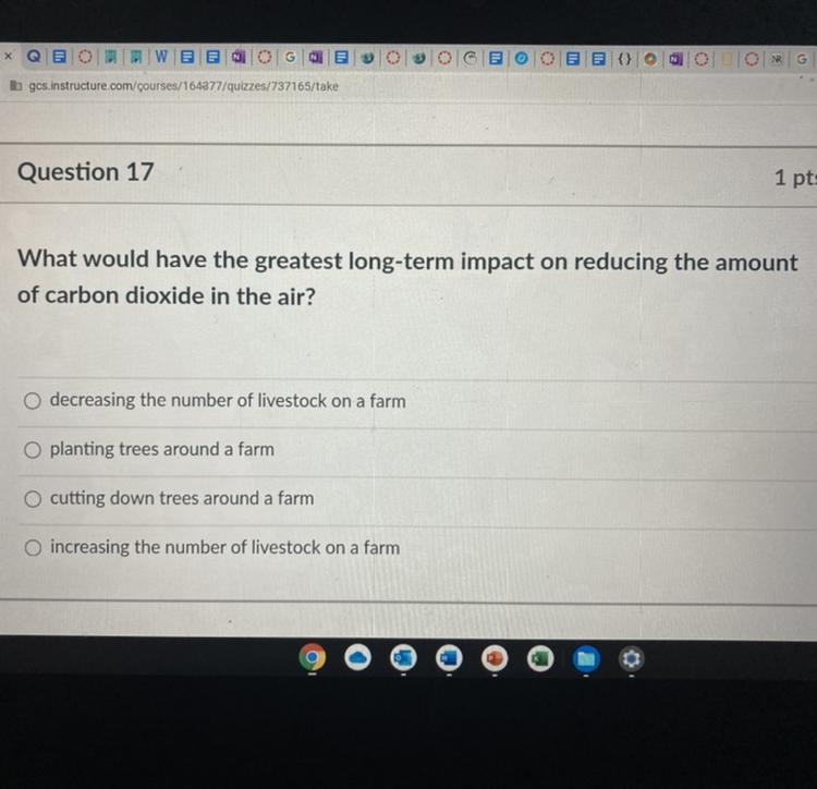 What would have the greatest long-term impact on reducing the amount of carbon dioxide-example-1