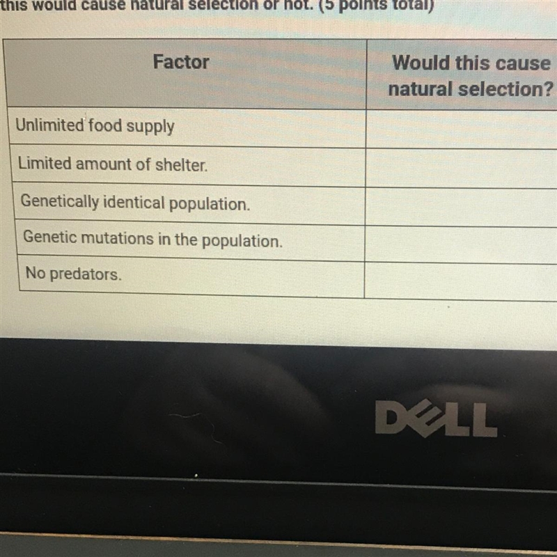 Would these cause natural selection answer with yes or no.-example-1