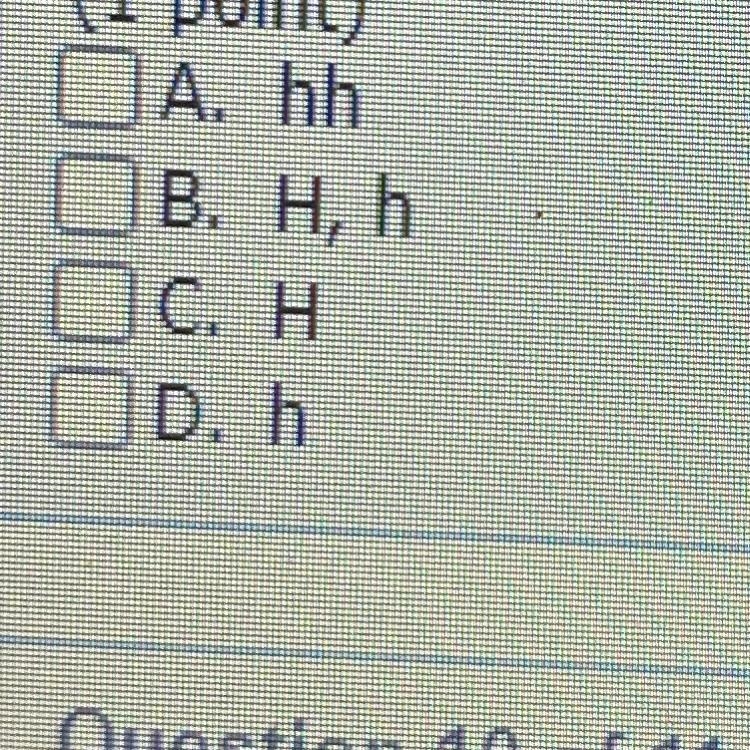 Given a parent genotype of hh, what are the possible gametes that they can produce-example-1