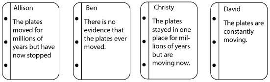 Which student’s statement best describes the movement of Earth’s plates?-example-1