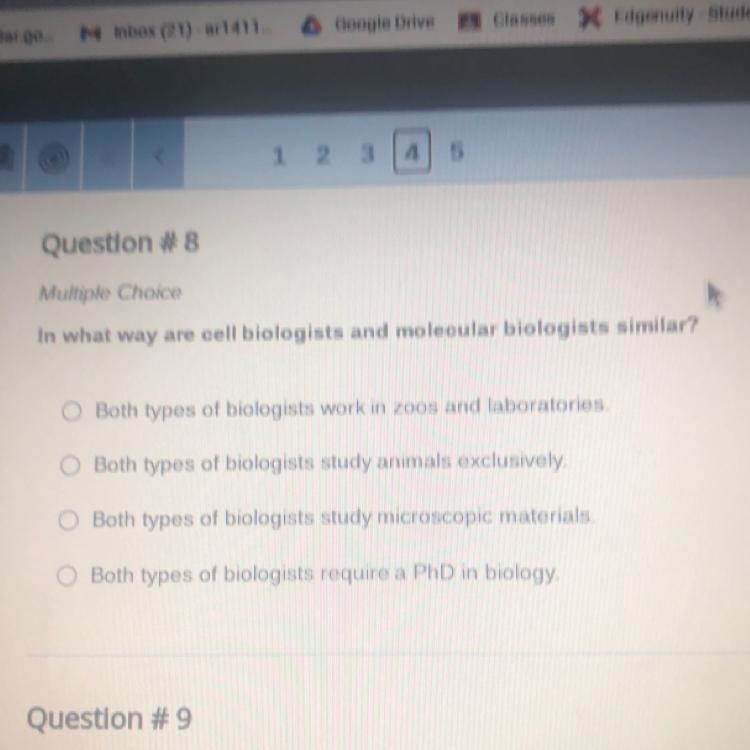 In what way are cell biologists and molecular biologists similar? Both types of biologists-example-1