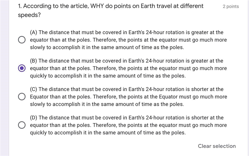 Why do points on earth travel at different speeds?-example-1