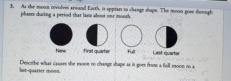 As the moon revolves around Earth, it appears to change shape. The moon goes through-example-1