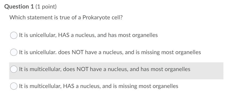 Which statement is true of a Prokaryote cell? Please Help !!!-example-1