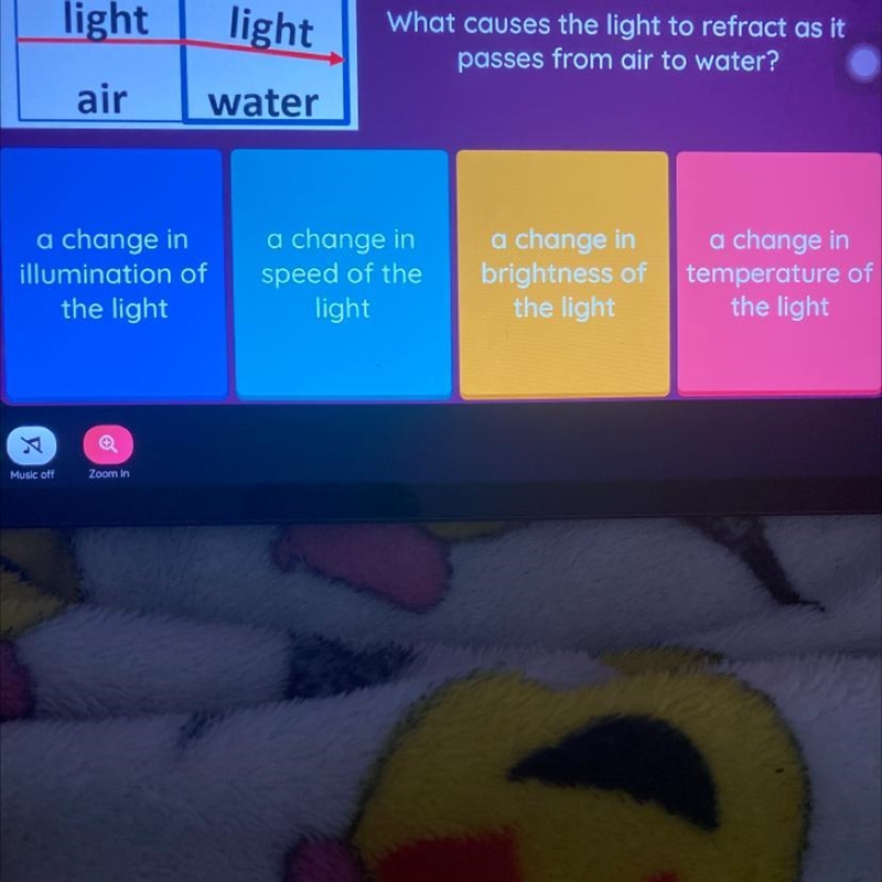 What causes the light to refract as it passes from air to water?-example-1