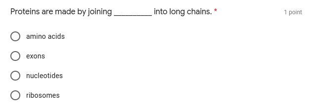 Proteins are made by joining __________ into long chains-example-1