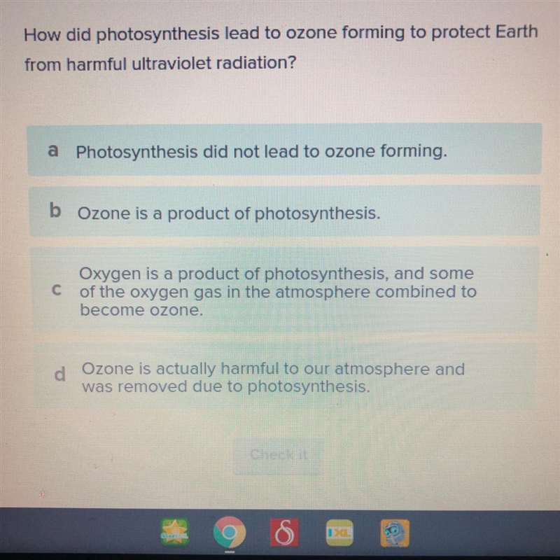 How did photosynthesis lead to ozone forming to protect Earth from harmful ultraviolet-example-1