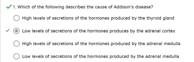 Which of the following describes the cause of Addison's disease?-example-1