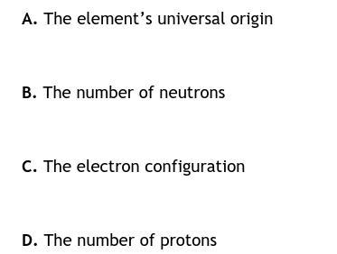 What distinguishes each element from all others, and gives it unique physical and-example-1