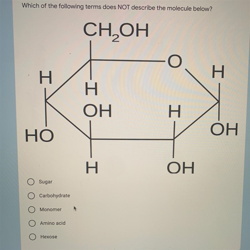 Which terms do not describe the molecule below?-example-1