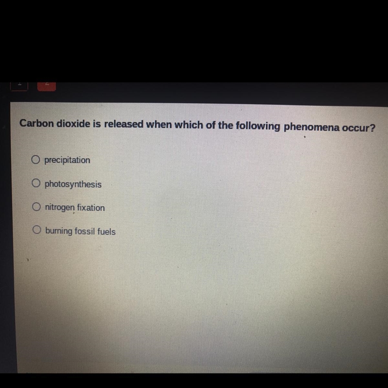 Carbon dioxide is released when which of the following phenomena occur?-example-1