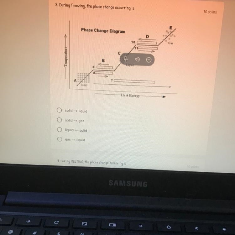 During freezing, what is the phase change occurring?-example-1