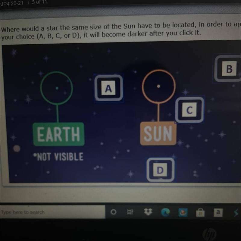 Where would a star the same size of the sun have to be located, in order to appear-example-1